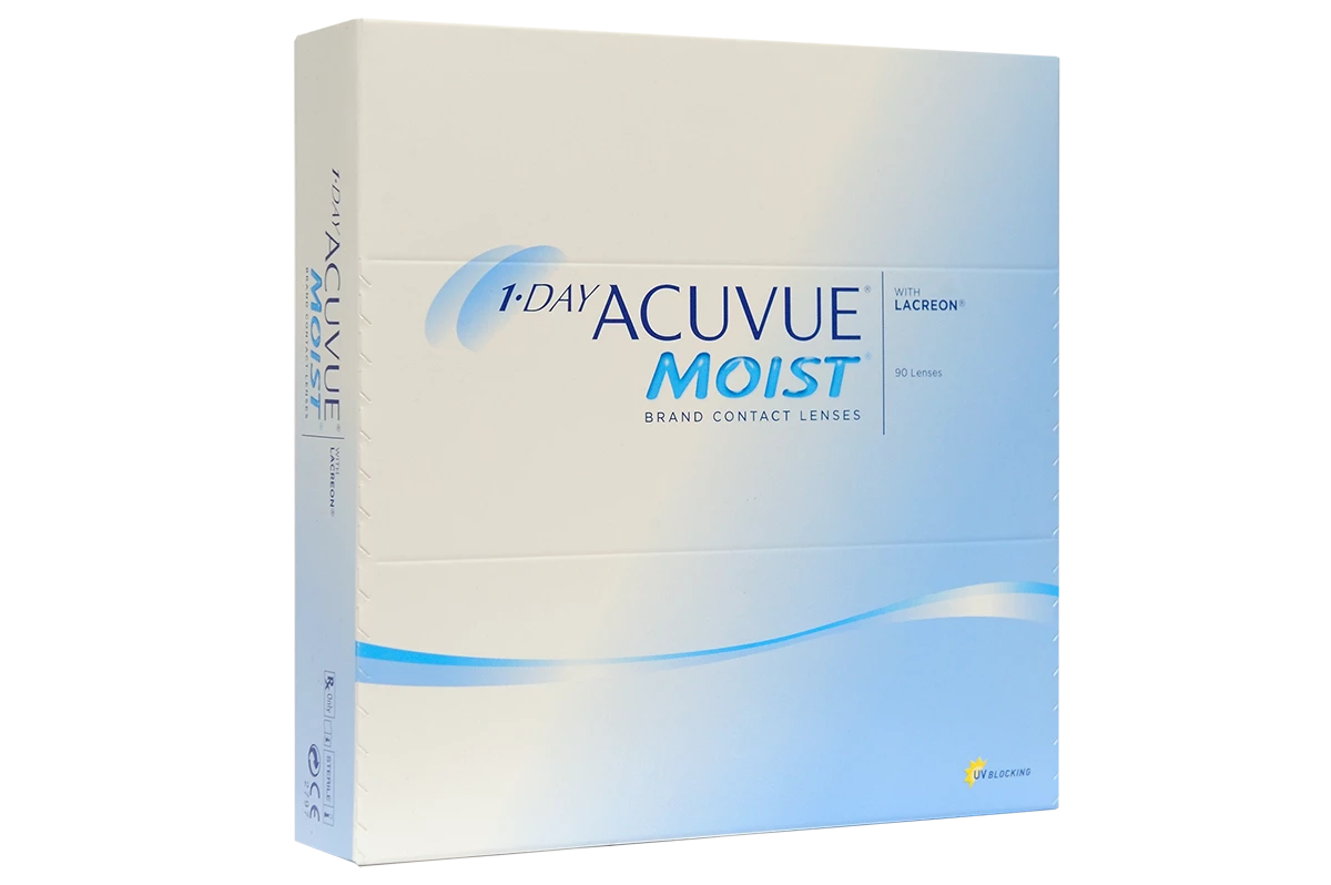 Однодневные контактные линзы Acuvue 1-Day Moist (90 линз) в Новосибирске |  Купить контактные линзы в интернет-магазине ИнОптика